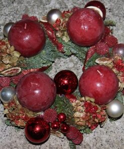 Couronne de l'Avent rouge et or